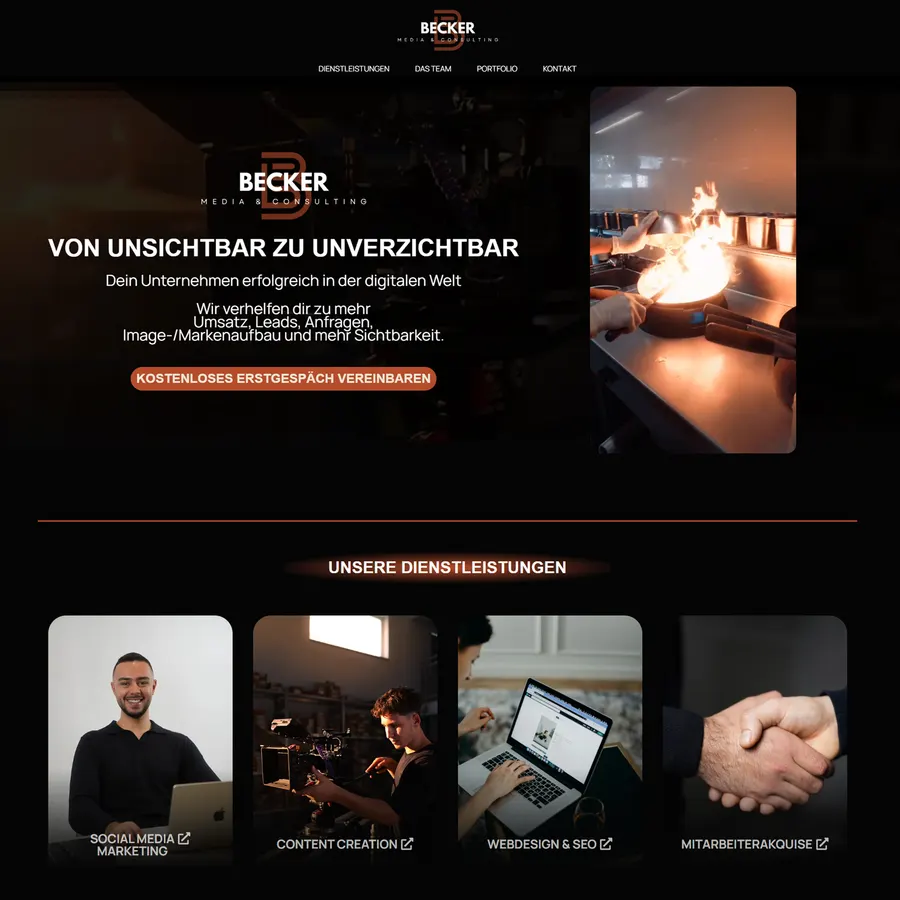 Screenshot der Webseite von Becker Media & Consulting