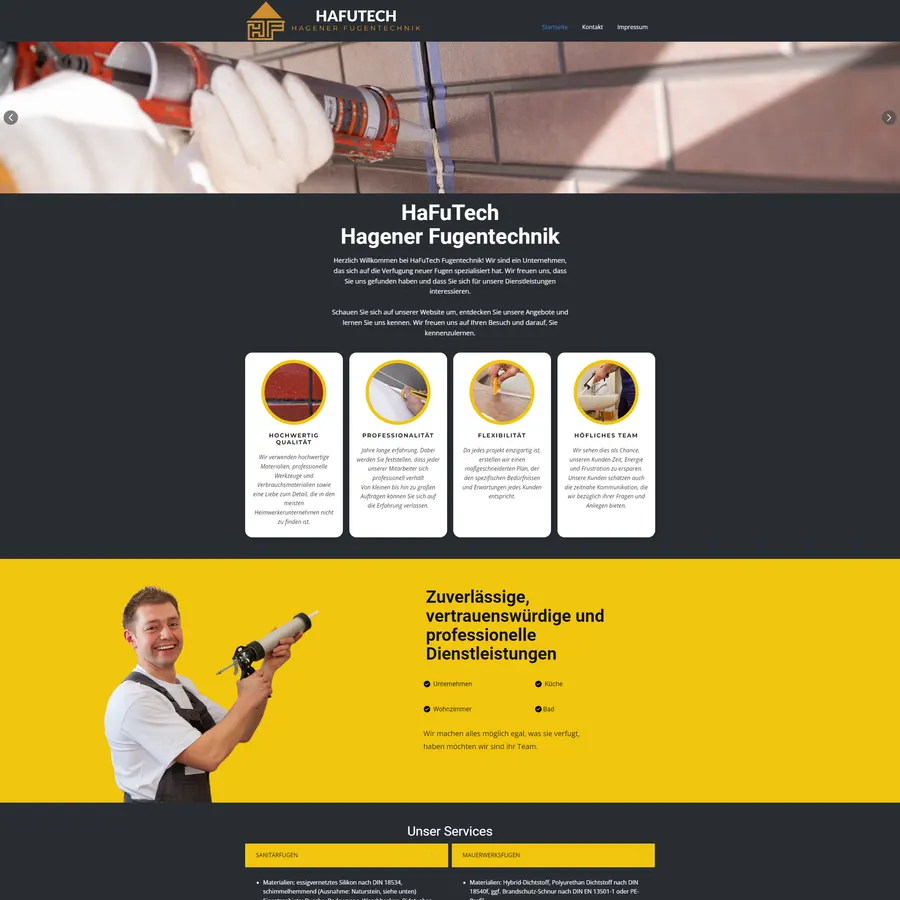 Screenshot der Webseite von HaFuTech Hagener Fugentechnik