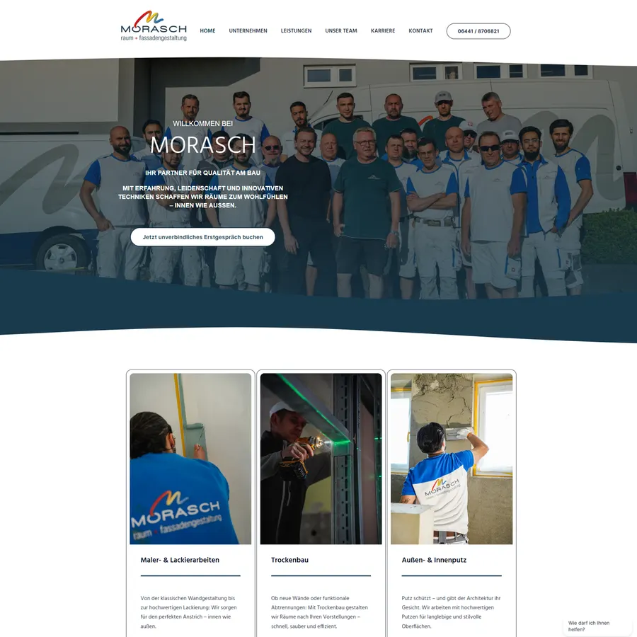 Screenshot der Webseite von Morasch