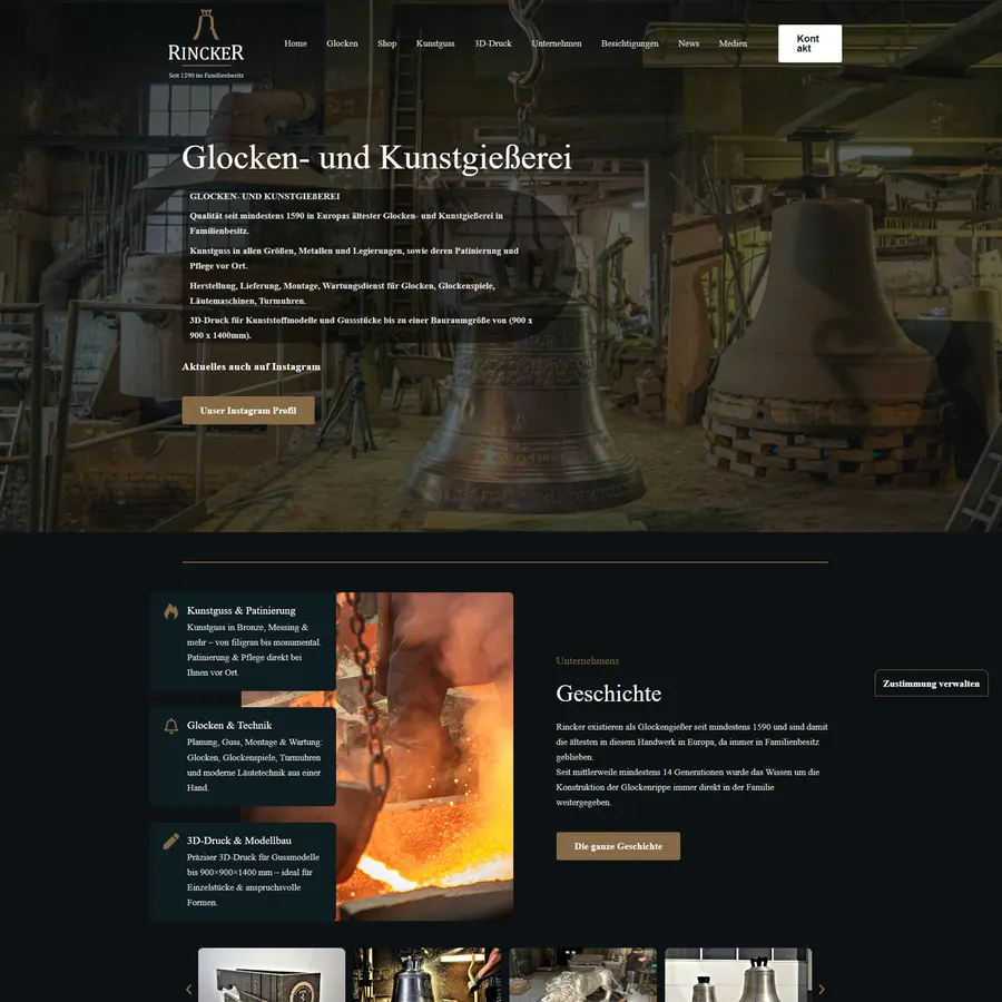 Screenshot der Webseite von Rincker