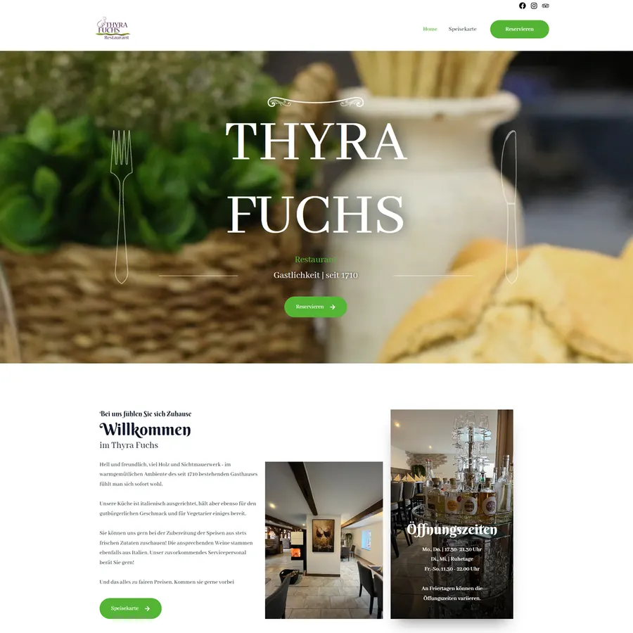 Screenshot der Webseite von Thyra Fuchs